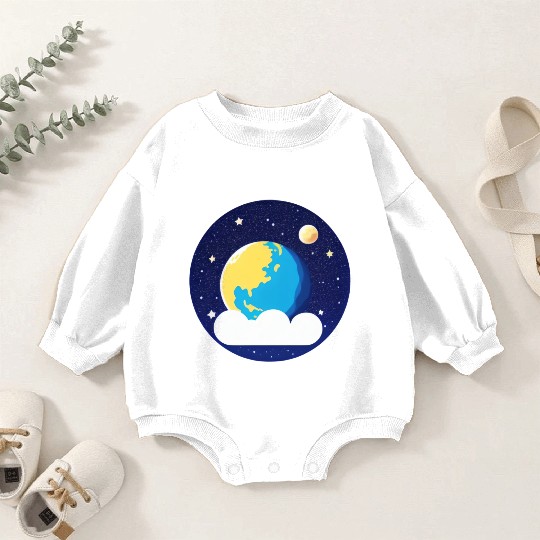 Sweet Cartoon Representation of Planet Earth 6 Baby Romper Sweatshirts
