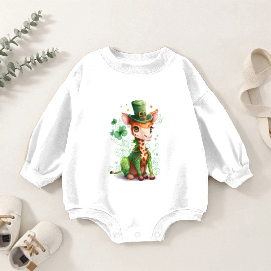 St Patrick's Day Irish Cute Giraffe Saint Patrick Baby Romper Sweatshirts