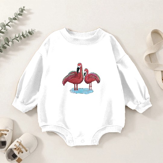 Trippy Flamingos Digital Sketch and Painting Baby Romper Sweatshirts
