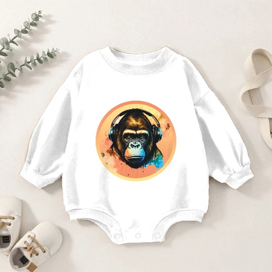 Gorilla DJ Beat Baby Romper Sweatshirts