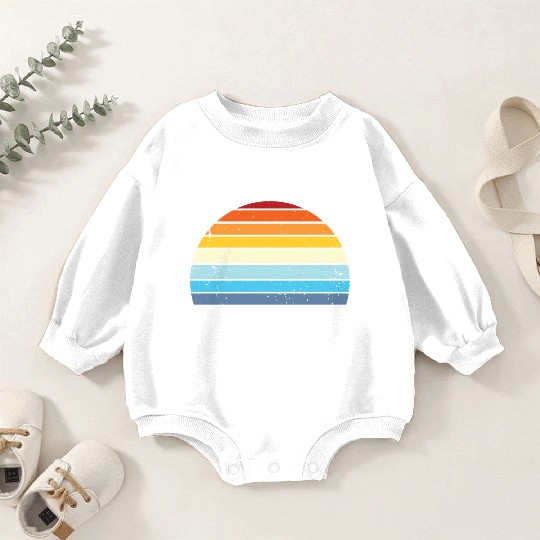 Vintage Distressed Retro Sunset | Red Yellow Blue Baby Romper Sweatshirts