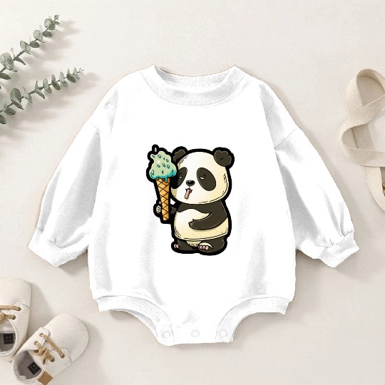 Sweet Panda: Eat Ice Cream Baby Romper Sweatshirts
