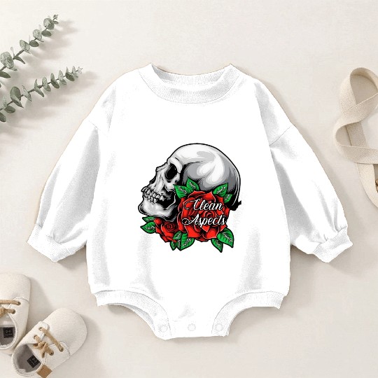 CA SKULL AND ROSES Baby Romper Sweatshirts
