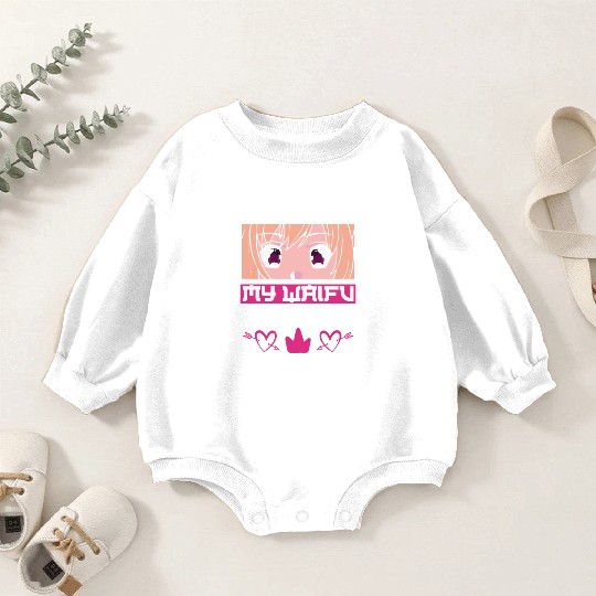 My Waifu is my Valentine Anime Baby Romper Sweatshirts
