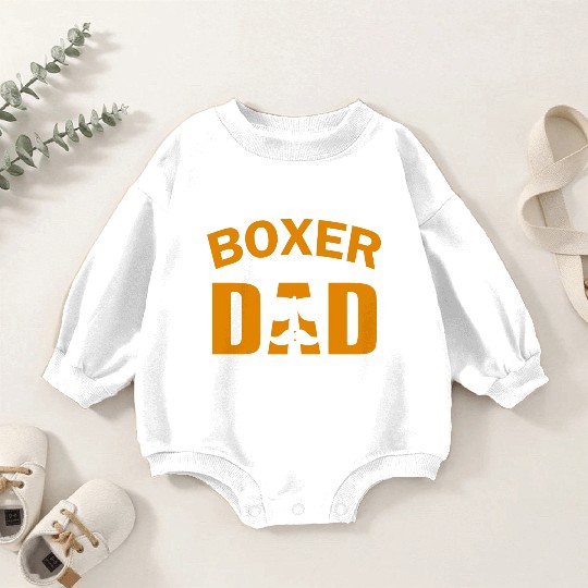 Boxer dad for dad dog lover Baby Romper Sweatshirts