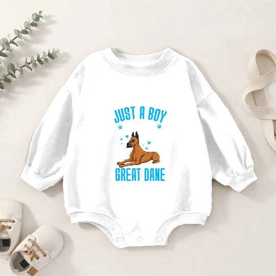 Just A Boy Who Loves Great Dane Baby Romper Sweatshirts