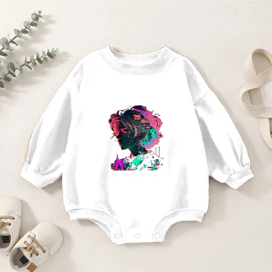 Vaperwave Aesthetic Glitch Anime Retrowave Synthwa Baby Romper Sweatshirts