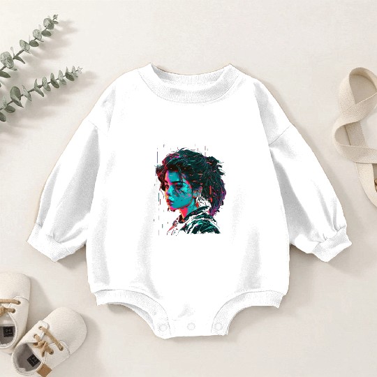 Vaperwave Aesthetic Glitch Anime Retrowave Synthwa Baby Romper Sweatshirts