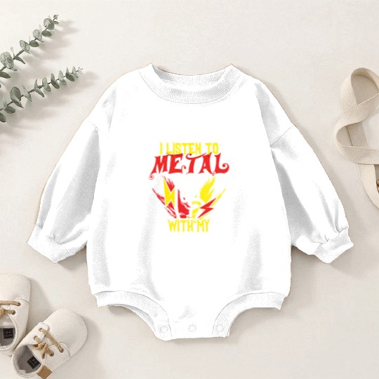 Metal With Grandma Metal Kid Music Lover Rocker Baby Romper Sweatshirts