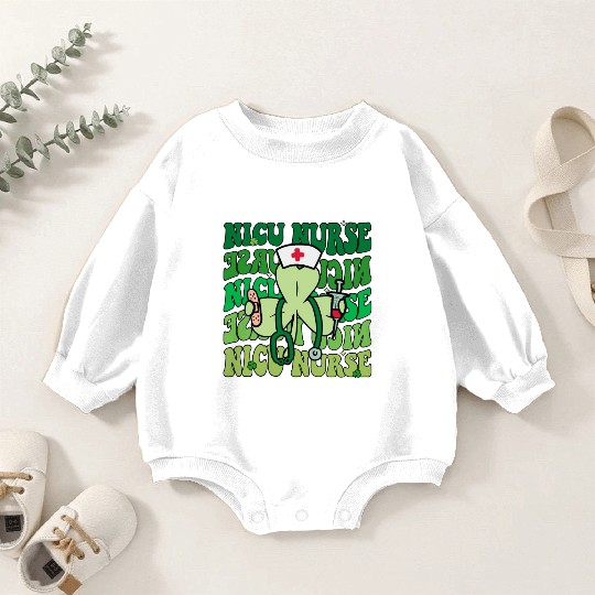 Groovy NICU Nurse Funny St Patrick's Day Baby Romper Sweatshirts