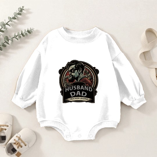 Husband Dad Trucker Legend Funny Truck Driver Truc Baby Romper Sweatshirts