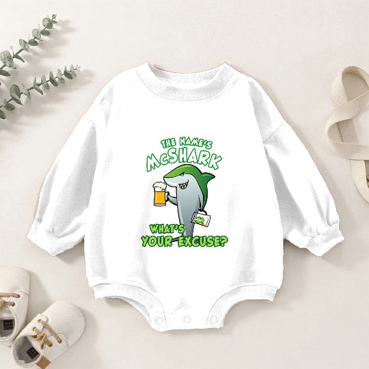 St Patricks Day Shark Funny Beer Drinking Baby Romper Sweatshirts