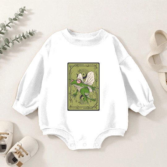 Frog Fairy Tarot Card Celestial Moon Occult Cottag Baby Romper Sweatshirts
