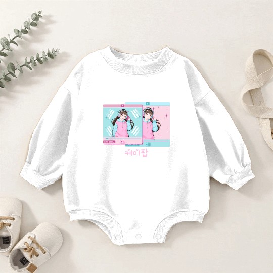 Cute Anime Kpop Girl Vaporwave Aesthetic Baby Romper Sweatshirts