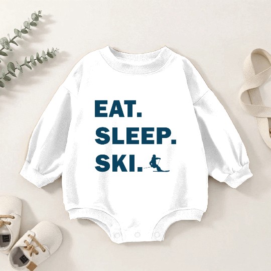 Skiing and Snowboarding - Eat Sleep Ski Baby Romper Sweatshirts