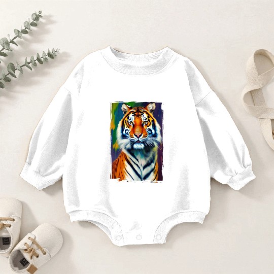 Tiger Portrait Tigress Art Baby Romper Sweatshirts