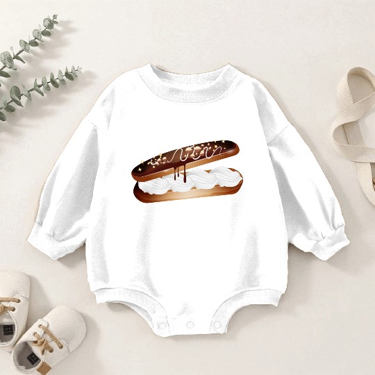 Illustration of a stuffed eclair with cream Baby Romper Sweatshirts