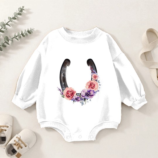 Lucky Floral Horseshoe Baby Romper Sweatshirts