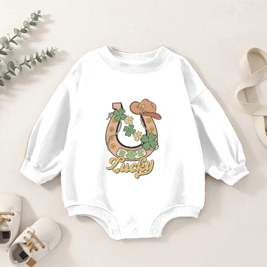 Lucky Shamrock Horseshoe Baby Romper Sweatshirts