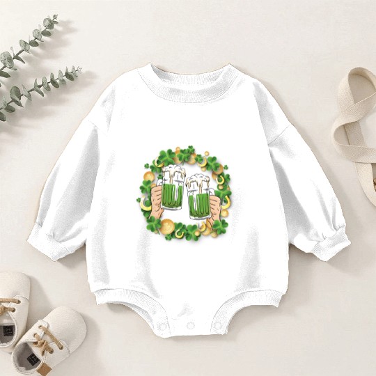 St. Patrick's Day Irish Green Beer, Wine Cups Baby Romper Sweatshirts