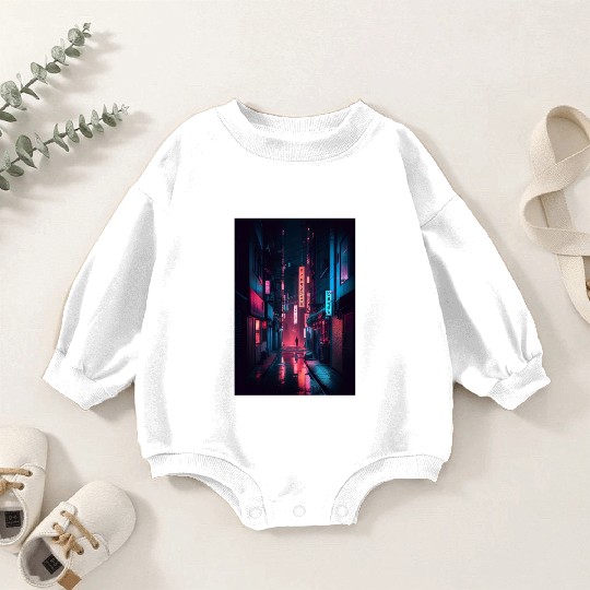 Tokyo Japan Japanese Aesthetic Graphic Night Scene Baby Romper Sweatshirts