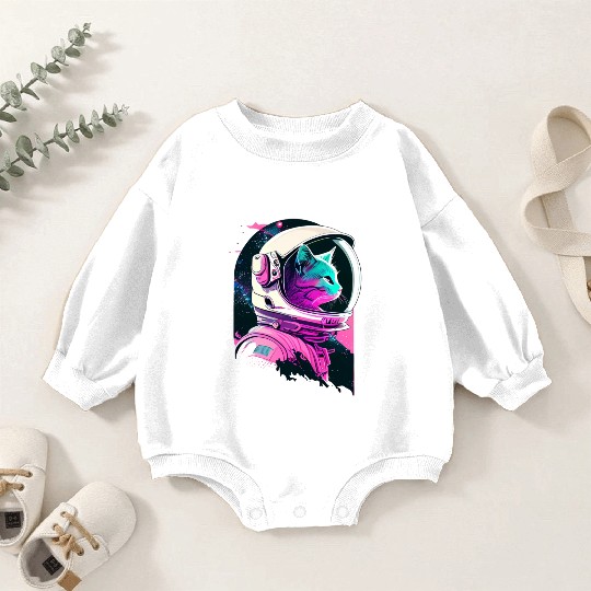 Aesthetic Vaporwave Space Cat 80s 90s Astronaut Baby Romper Sweatshirts