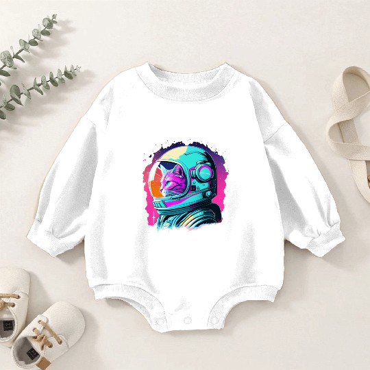 Aesthetic Vaporwave Space Cat 80s 90s Astronaut Baby Romper Sweatshirts