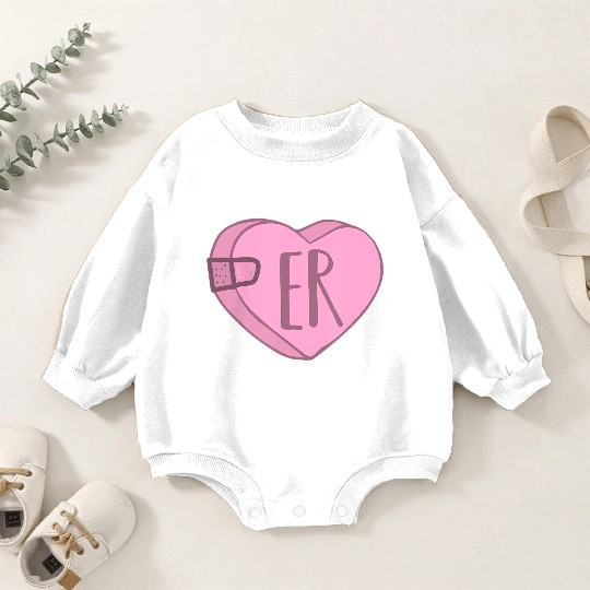 Cute ER Nurse Candy Heart Baby Romper Sweatshirts