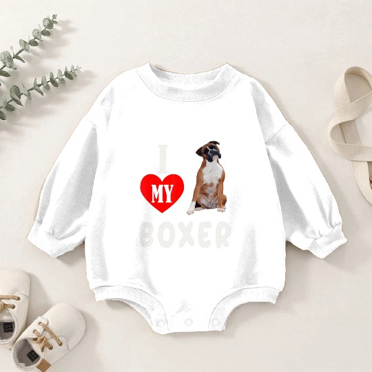 I Love my Boxer Dog Pet Lover Mom Dad Apparel Baby Romper Sweatshirts