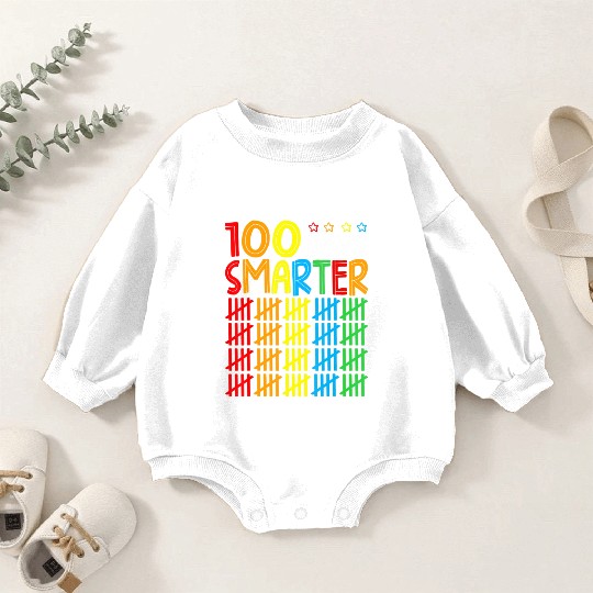 100 Days Smarter Student Teacher kids 100th day of Baby Romper Sweatshirts