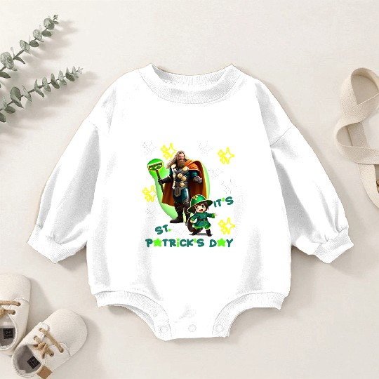 Kids St. Patrick's Day Shamrock "Thor, anime" Baby Romper Sweatshirts