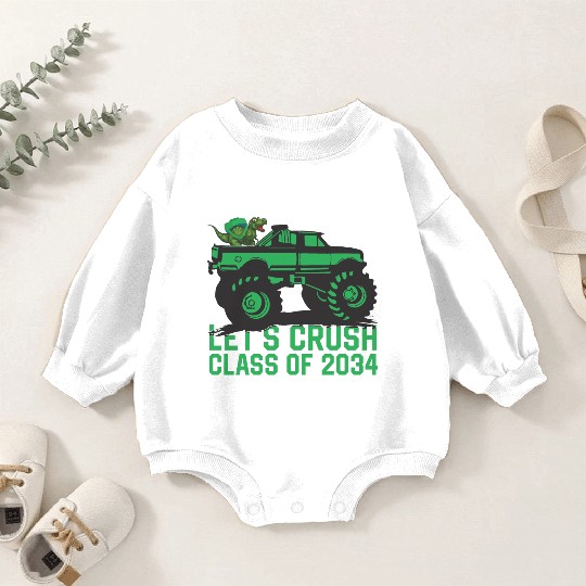 Lets crush class of 2034 dark green vehicle sketch Baby Romper Sweatshirts
