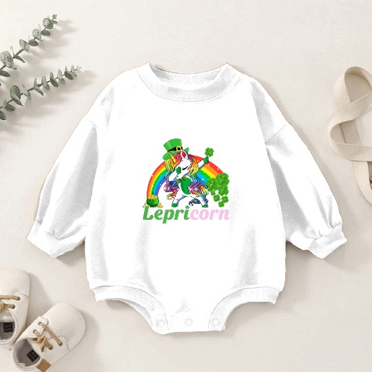 Lepricorn St Patricks Day Dabbing Unicorn Girls Baby Romper Sweatshirts
