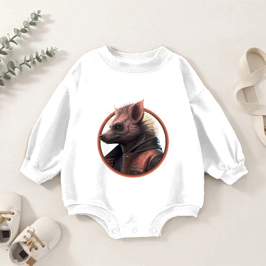 Punk hyena with leather jacket Baby Romper Sweatshirts