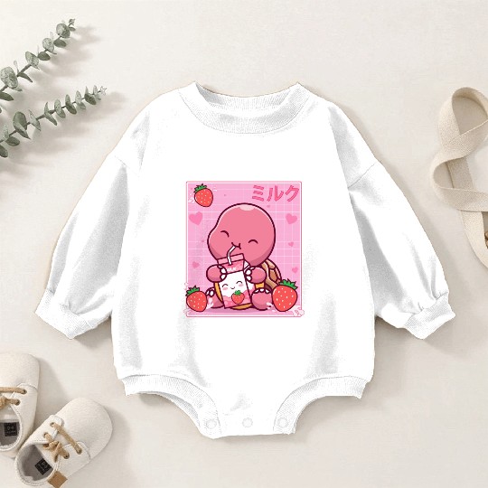 Kawaii Turtle Lover Strawberry Milk Shake Otaku Baby Romper Sweatshirts