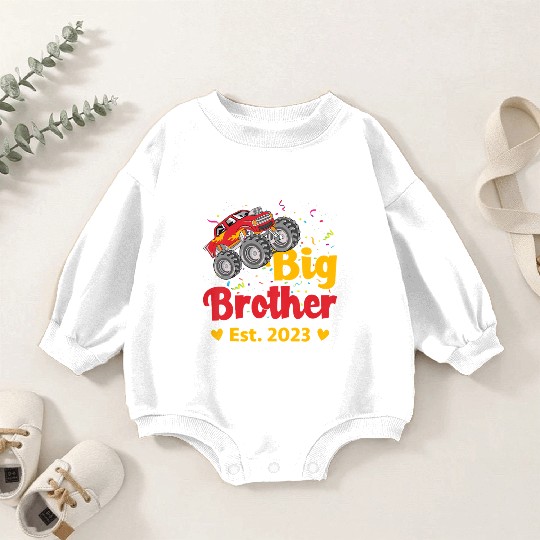 Big Brother Est 2023 Monster Truck Baby Romper Sweatshirts
