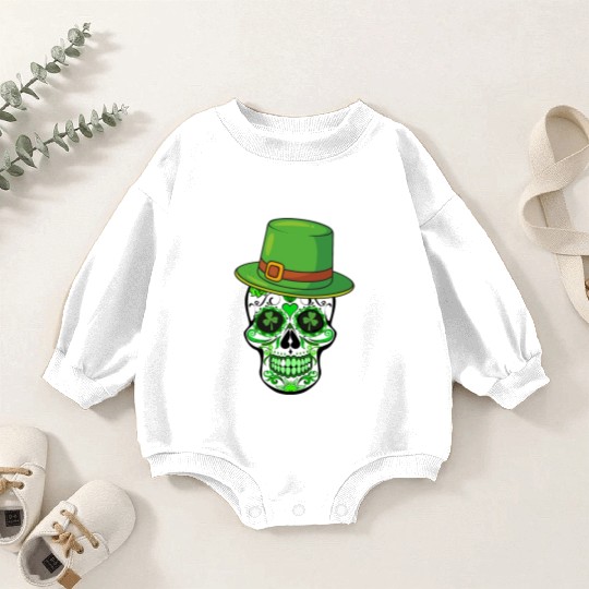 Sugar Skull Saint Patricks Day of the Dead Baby Romper Sweatshirts
