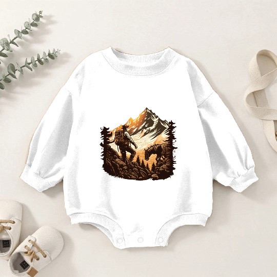 walking in mountains Baby Romper Sweatshirts