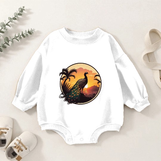 Peacock Sunrise: A Relaxing Journey into Serenity Baby Romper Sweatshirts