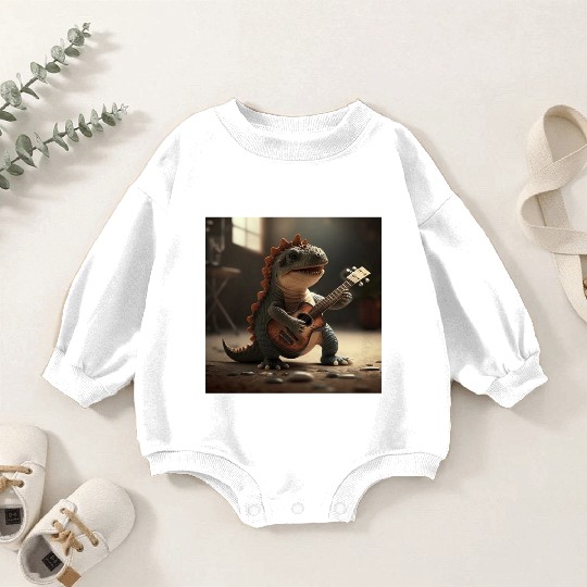 Mini dino cute music guitar acoustic concert Baby Romper Sweatshirts