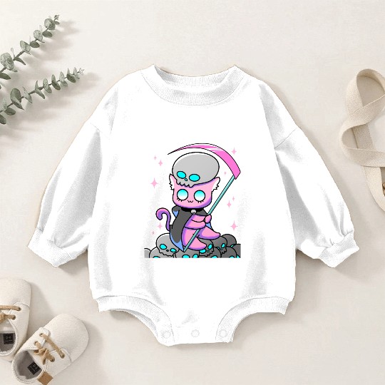 Kawaii Pastel Goth Anime Tarot Card Death Cute Wit Baby Romper Sweatshirts