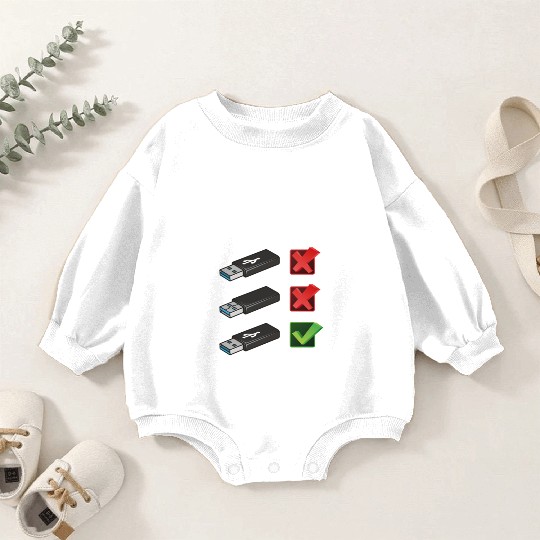 How To Insert USB Stick Funny Programmer Meme Baby Romper Sweatshirts