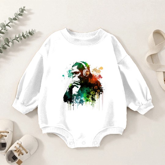 Banksy DJ Monkey Thinker Baby Romper Sweatshirts