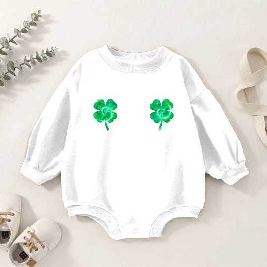 Shamrock Boobs Tie Dye Irish Boobies St Patricks Baby Romper Sweatshirts