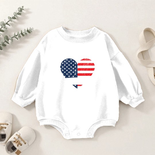 Patriotic Veteran USA Flag American Memorial Day Baby Romper Sweatshirts