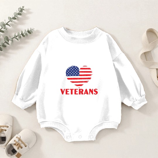 Patriotic Veteran USA Flag American Memorial Day Baby Romper Sweatshirts