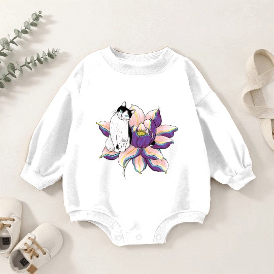 Lotus Cat Baby Romper Sweatshirts