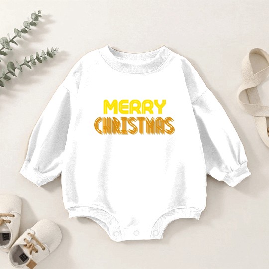 Merry Christmas Yellow Neon Colors Baby Romper Sweatshirts