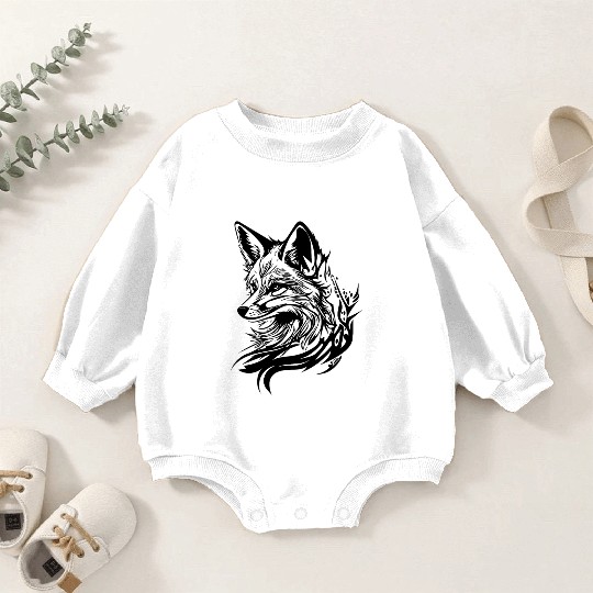Elegant Cute Fox In Tattoo Ink Baby Romper Sweatshirts