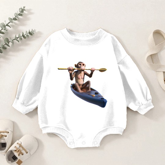 Monkey in a kayak Baby Romper Sweatshirts